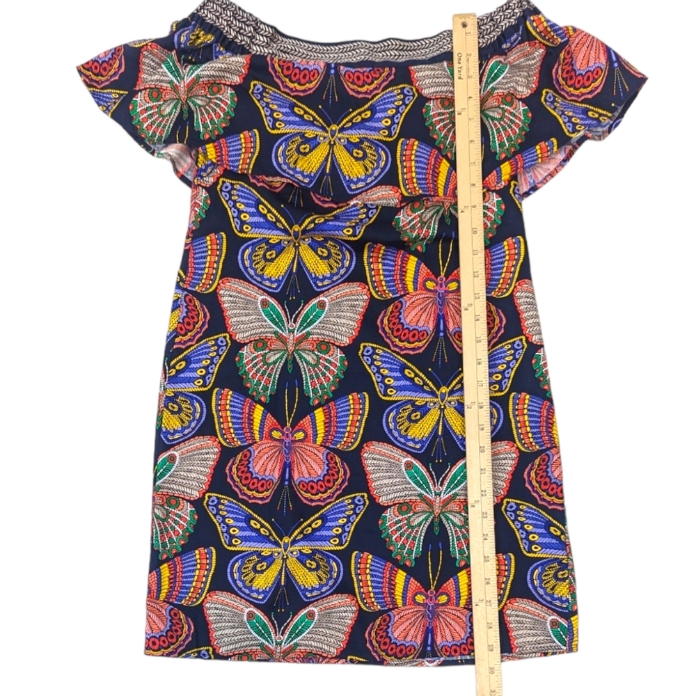 Trina Turk Welton Butterfly Off The Shoulder Dress Womens XS Black Shift Resort - Picture 9 of 12